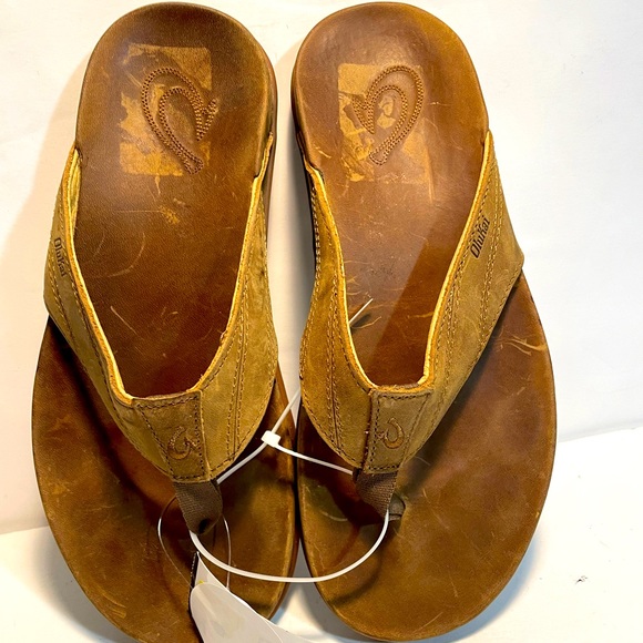 OluKai Other - Sold OluKai Men’s Pikoi Leather Flip Flops Sandals Ray Brown Size 8 US $100 NEW
